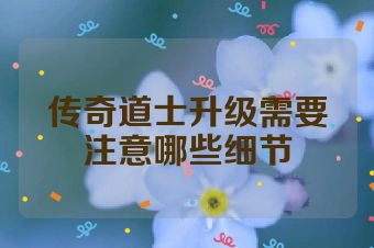 传奇道士升级需要注意哪些细节