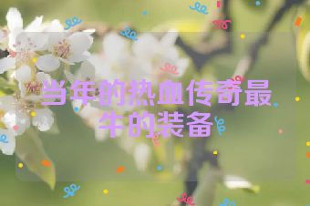 当年的热血传奇最牛的装备