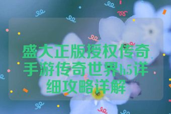 盛大正版授权传奇手游传奇世界h5详细攻略详解