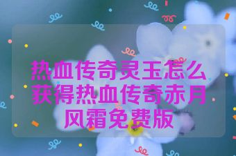 热血传奇灵玉怎么获得热血传奇赤月风霜免费版