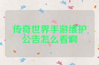 传奇世界手游维护公告怎么看啊