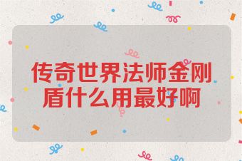 传奇世界法师金刚盾什么用最好啊