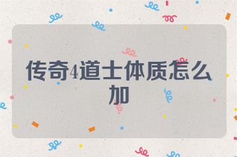 传奇4道士体质怎么加