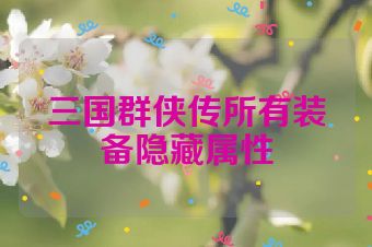 三国群侠传所有装备隐藏属性