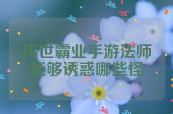 传世霸业手游法师能够诱惑哪些怪