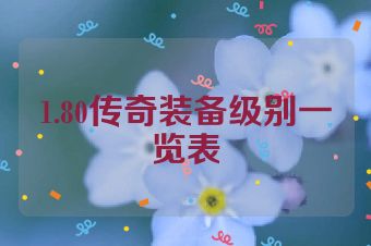 1.80传奇装备级别一览表