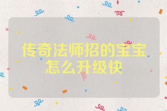 传奇法师招的宝宝怎么升级快