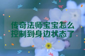 传奇法师宝宝怎么控制到身边状态了