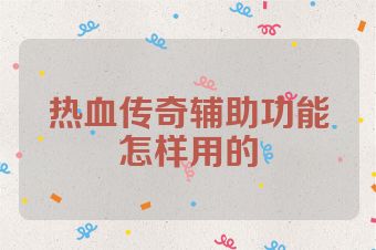 热血传奇辅助功能怎样用的