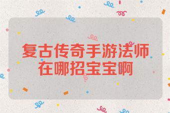 复古传奇手游法师在哪招宝宝啊