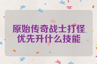 原始传奇战士打怪优先升什么技能