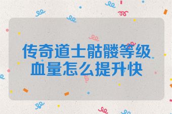 传奇道士骷髅等级血量怎么提升快