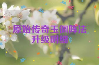 原始传奇玉佩阵法升级明细