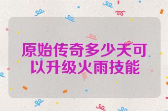 原始传奇多少天可以升级火雨技能