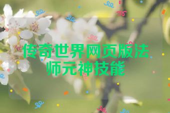 传奇世界网页版法师元神技能