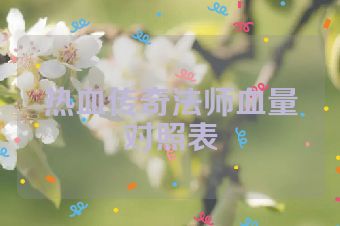热血传奇法师血量对照表