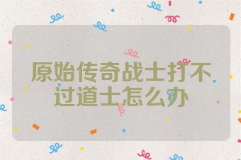 原始传奇战士打不过道士怎么办
