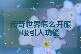 传奇世界怎么开服吸引人功能
