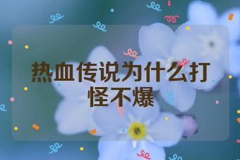热血传说为什么打怪不爆