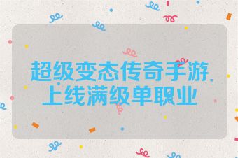超级变态传奇手游上线满级单职业