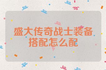 盛大传奇战士装备搭配怎么配