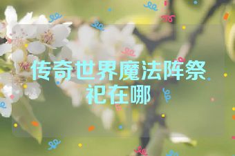 传奇世界魔法阵祭祀在哪