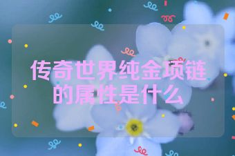 传奇世界纯金项链的属性是什么