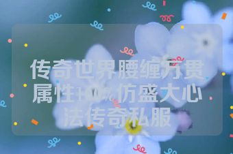 传奇世界腰缠万贯属性100%仿盛大心法传奇私服