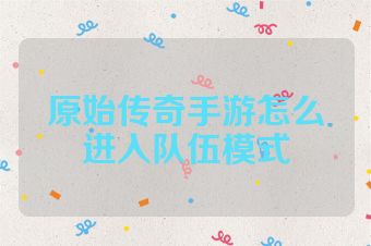 原始传奇手游怎么进入队伍模式
