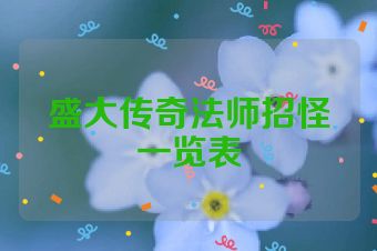 盛大传奇法师招怪一览表