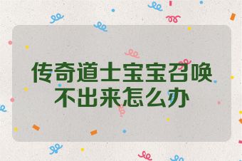 传奇道士宝宝召唤不出来怎么办