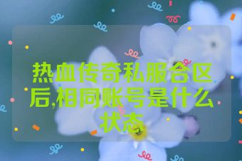 热血传奇私服合区后,相同账号是什么状态
