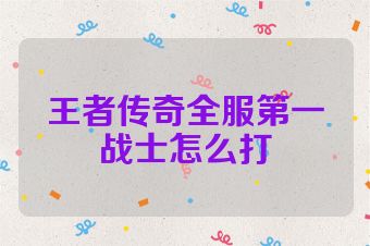 王者传奇全服第一战士怎么打