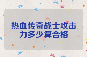 热血传奇战士攻击力多少算合格