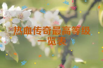 热血传奇最高等级一览表