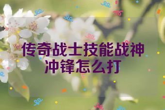 传奇战士技能战神冲锋怎么打