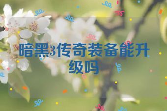 暗黑3传奇装备能升级吗
