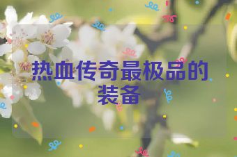 热血传奇最极品的装备