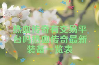 热血传奇有交易平台吗热血传奇最新装备一览表