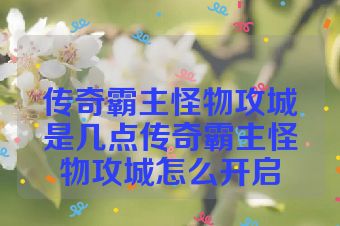 传奇霸主怪物攻城是几点传奇霸主怪物攻城怎么开启
