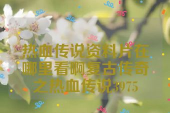 热血传说资料片在哪里看啊复古传奇之热血传说3975
