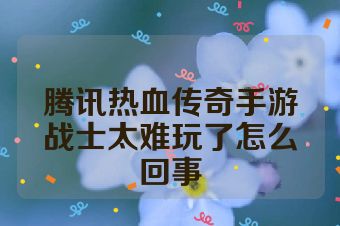 腾讯热血传奇手游战士太难玩了怎么回事