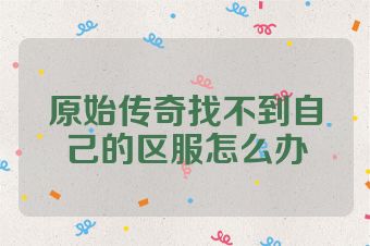 原始传奇找不到自己的区服怎么办