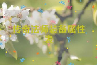 传奇法师装备属性表