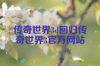 传奇世界3d回归传奇世界3官方网站