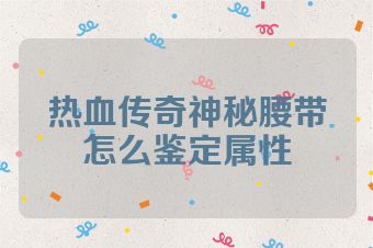 热血传奇神秘腰带怎么鉴定属性