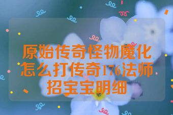 原始传奇怪物魔化怎么打传奇176法师招宝宝明细