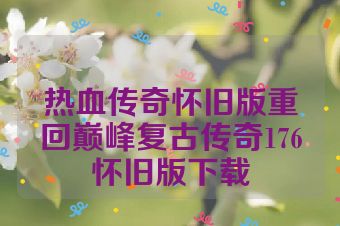热血传奇怀旧版重回巅峰复古传奇176怀旧版下载