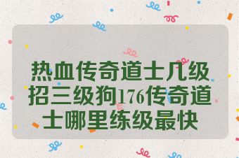 热血传奇道士几级招三级狗176传奇道士哪里练级最快