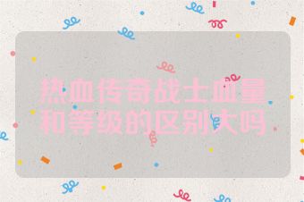 热血传奇战士血量和等级的区别大吗